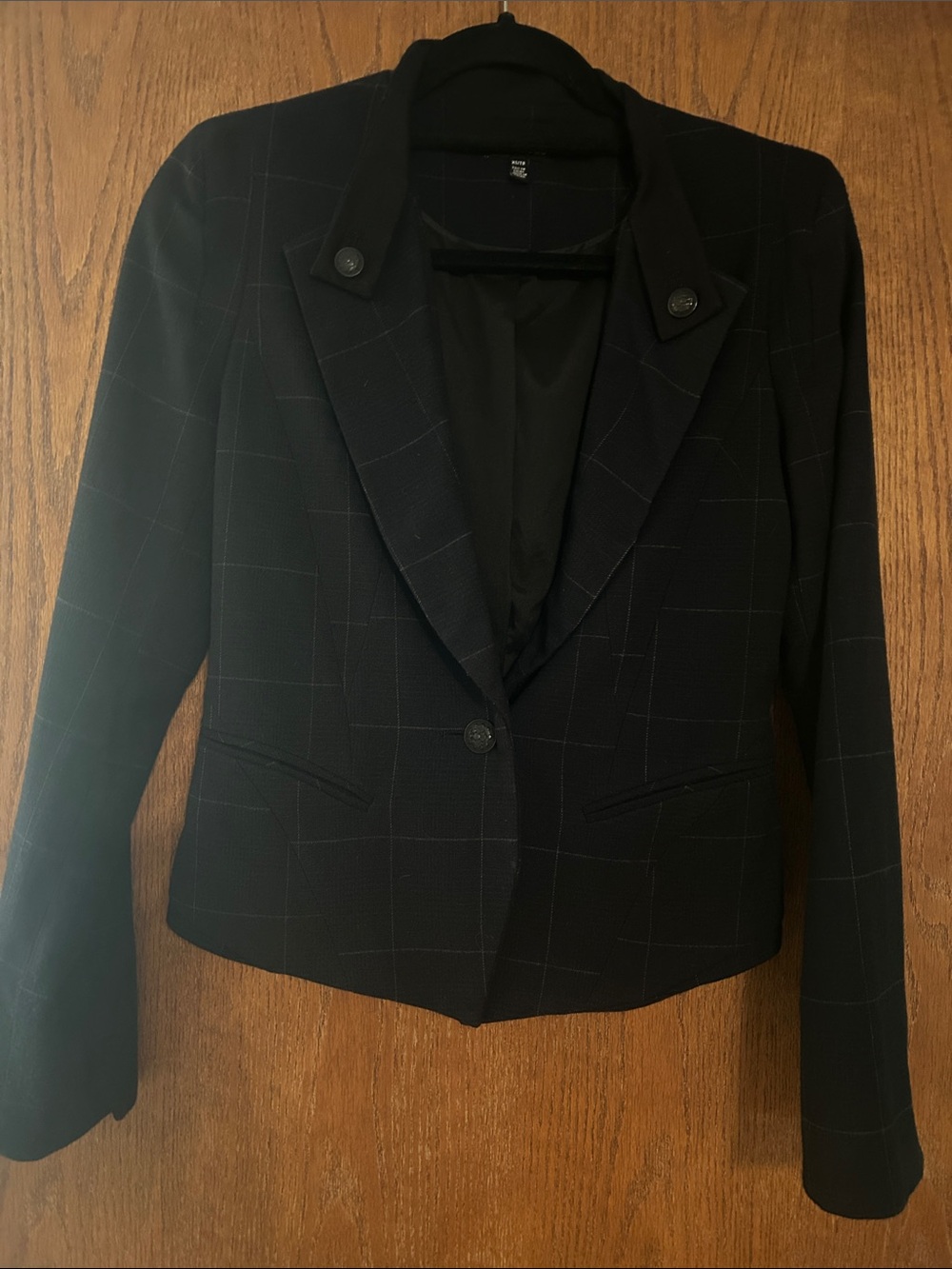 le chateau Black Windowpane Single-Button Blazer